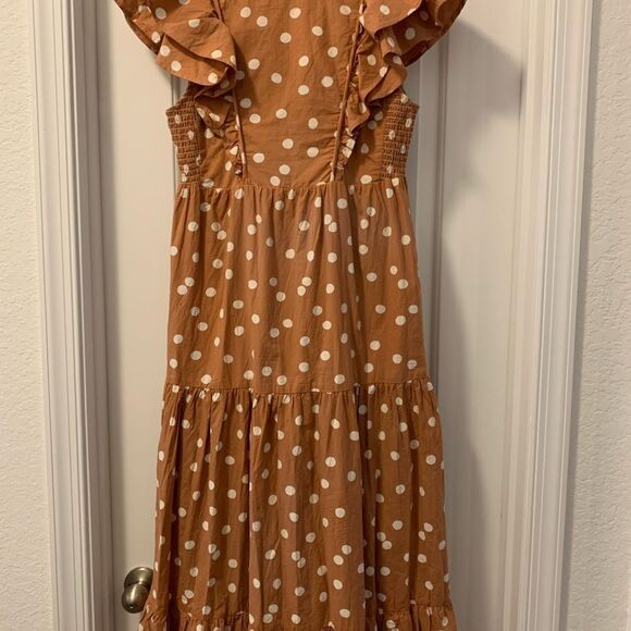 Roller Rabbit Polka Dot Midi Dress Clay Color Size XS Oversized will fit Small - Picture 4 of 5